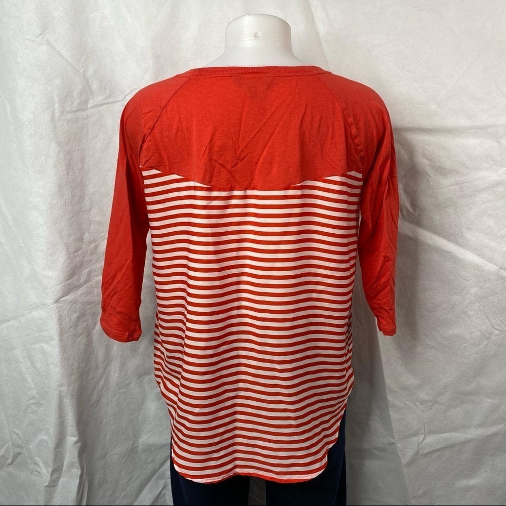 Express Coral Striped Top 3/4 Sleeve Top - Picture 8 of 10